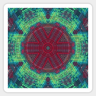 Weave Mandala Green Blue and Red Sticker